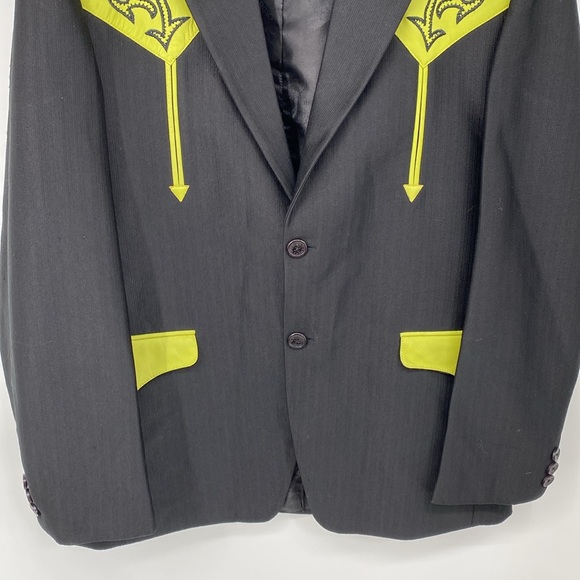 Vintage Sergio Vadducci Western Jacket Blazer Cowboy Rockabilly XL Black Grn - Picture 3 of 14